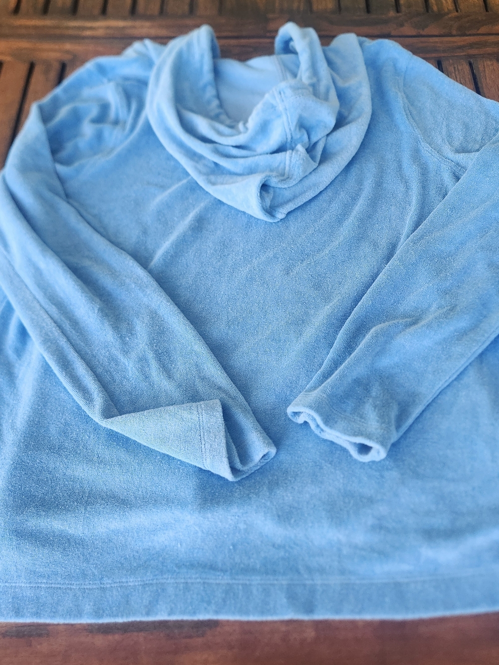 Women's Sky Blue Vineyard Vines Terry Towel Hoodie Tasseled Drawstrings Sz XL - Picture 12 of 12